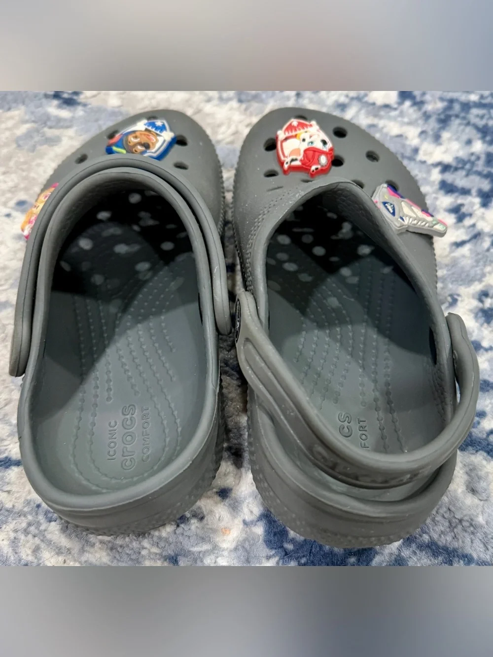CROCS Kids Gray Clogs with Paw Patrol Jibbitz Charms